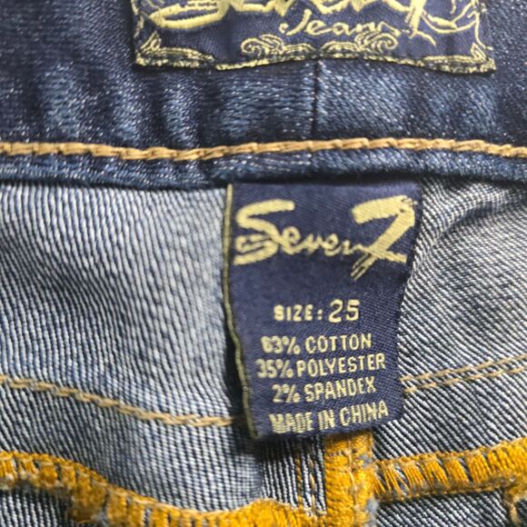 Seven7 Jeans Women's 25 Blue Dark Wash Skinny Embordered S Back Pocket - Picture 4 of 16